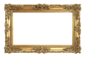 Ornate gold baroque picture frame with intricate carvings on black rococo