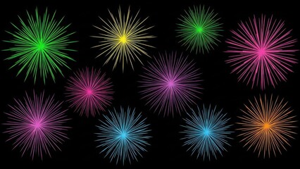 Vibrant colorful fireworks exploding in night sky