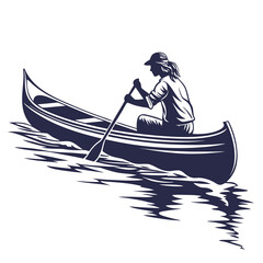 man and woman in canoe