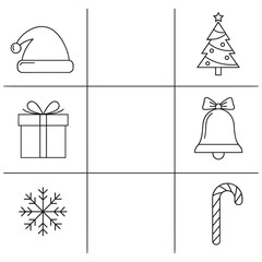 Collection of festive holiday season icons representing winter celebration