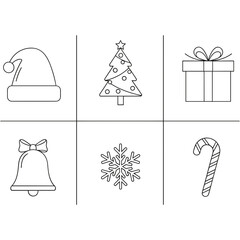 Collection of festive holiday icons for winter celebration and gifting