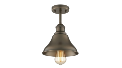 Bronze pendant light fixture with Edison bulb isolated PNG, vintage style ceiling lamp for home decor and interior design projects