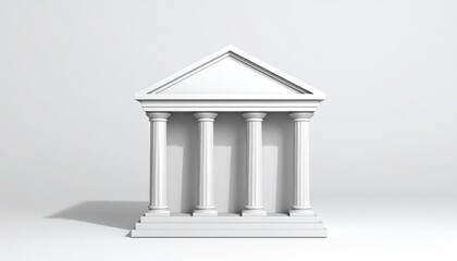 Obraz premium An elegant white building stands with classical pillars against a plain backdrop, showcasing architectural beauty