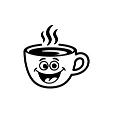 Obraz premium Hand-drawn steaming coffee cup illustration with detailed line art. Vector retro hand drawn illustration. 