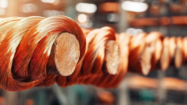 Detailed view of heavyduty fireresistant copper cables bundled in a factory environment engineered for extreme temperature endurance and electrical safety.