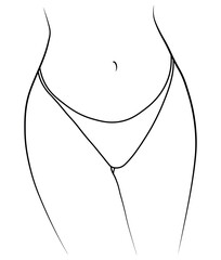 Woman swimsuit bikini panties hand drawn