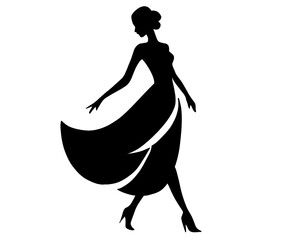 black silhouette of a woman walking gracefully, vector illustration 2
