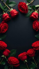 A wreath of roses on a dark background