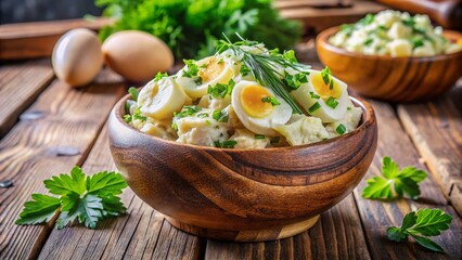 Delicious Homemade Potato Salad Bowl, Rustic Summer Food Photography