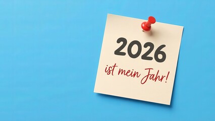 2026 ist mein Jahr German Text on Sticky Note