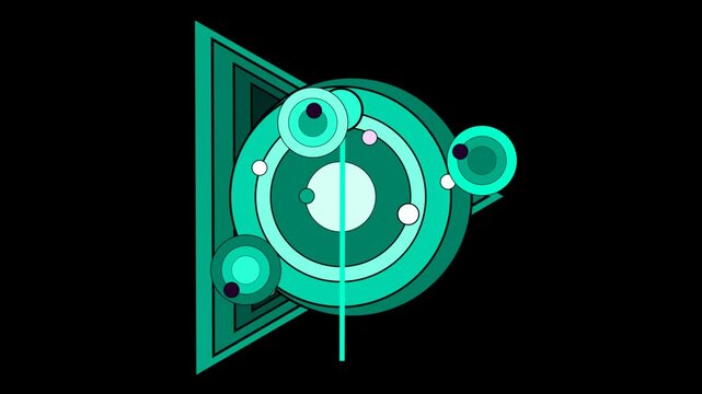 futuristic HUD tech circle animation on black background.
