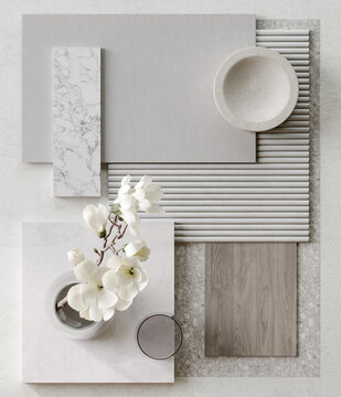 Cloud dancer - color of the year - moodboard sample with flowers