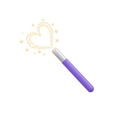 A purple magic wand creating a heart-shaped sparkle surrounded by stars in a whimsical illustration