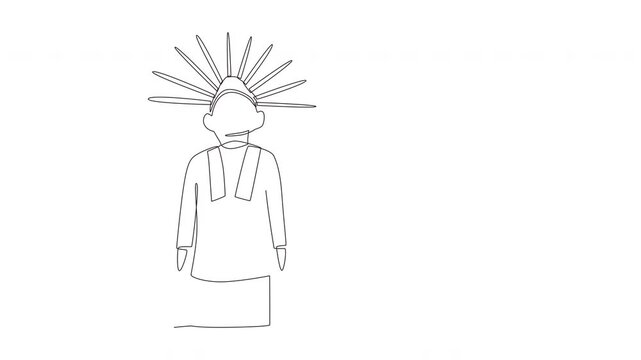 Animated Ondel ondel concept one-line drawing