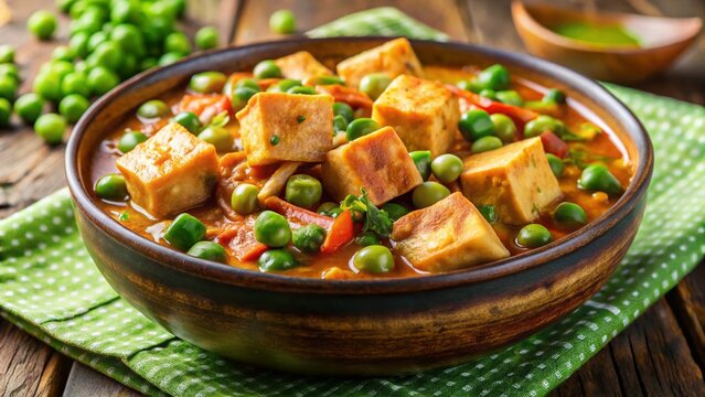 Delicious Vegan Matar Paneer with Tofu: Vibrant Indian Dish