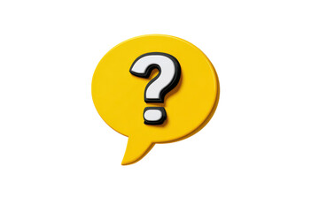 Yellow speech bubble with white question mark on black background symbol punctuation