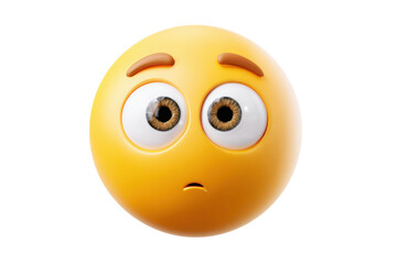 Fototapeta premium Yellow emoji face with wide eyes and brown eyebrows looking surprised image