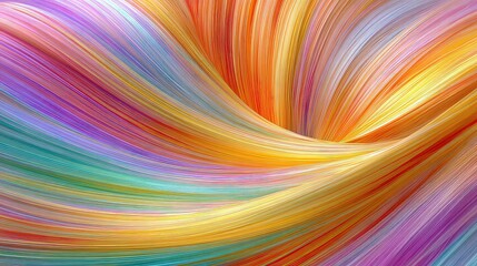 Abstract Wavy Background with Vibrant Multicolored Lines and Bright Lighting Creates a Dynamic Visual Effect of Movement and Depth