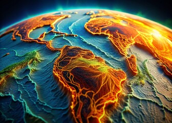 Double Exposure: 3D Lidar Earth Model & Tectonic Plate Movement