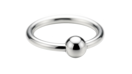 Silver captive bead ring jewelry on black background