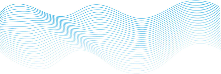 Fototapeta premium Abstract light blue flowing wave lines on white background, modern graphic design element