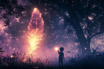 Obraz premium A mystical scene of wonder in the forest.