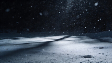 Snowy Winter Night Background With Falling Snow and Soft Light