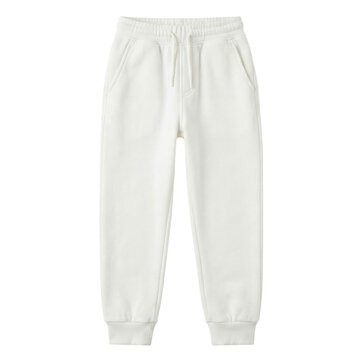 White fleece jogger sweatpants mockup isolated