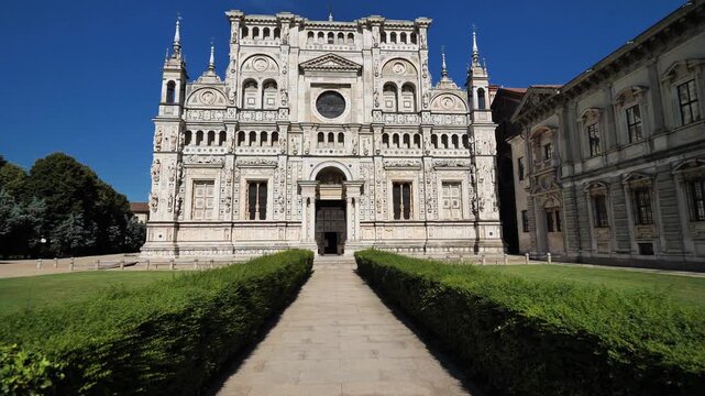 Entrance of the cathedral Certosa of Pavia, Lombardy, Italy