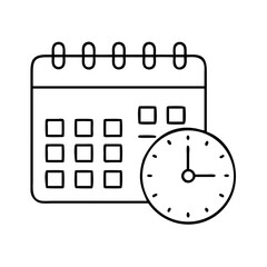 Obraz premium Minimalist outline calendar and clock icon for time management