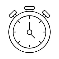 Simple outline drawing of a stopwatch icon on a clean white