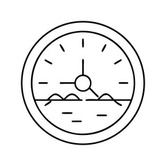 Detailed black line art illustration of an aircraft artificial horizon&hellip;
