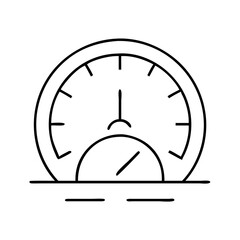 Dashboard speedometer gauge icon, clean black outline on