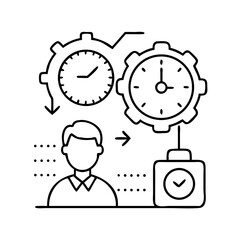 Line art showing personal time management and productivity.