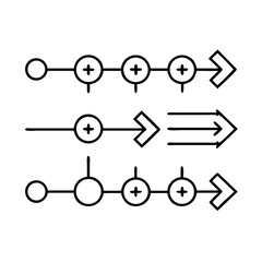Monochrome line art diagrams of connected nodes and arrows on