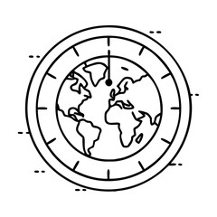 Simple line art illustration of a world map inside a clock showing&hellip;