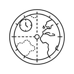 Global time and travel tracking icon in simple line art style isolated&hellip;