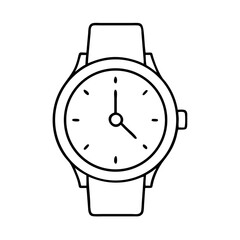 Simple black outline drawing of an analog wrist watch with a