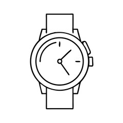 Classic analog wristwatch outline drawing on a clean white