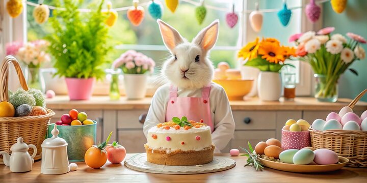 Easter Bunny Baking Carrot Cake & Easter Eggs Preparation