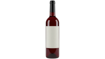 Elegant red wine bottle isolated PNG on transparent background, unlabeled bottle for branding and...