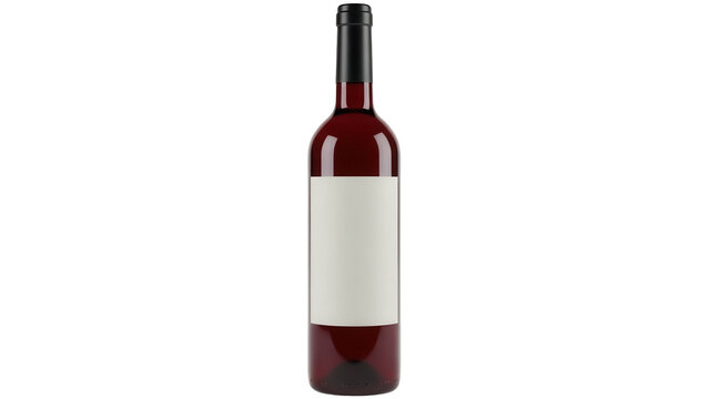 Elegant red wine bottle isolated PNG on transparent background, unlabeled bottle for branding and product mockups