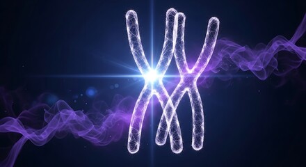 Glowing Digital Chromosome Concept Representing Genetic Engineering and DNA Research