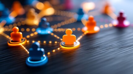 Abstract Digital Network Interaction with Colorful Nodes and Connected Ideas