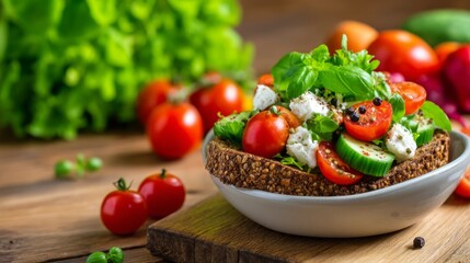 Fresh Local Specialty Food Concept with Ingredients in a Bowl on Rustic Table