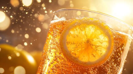 Refreshing beverage with citrus flavor.