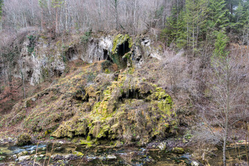 Waterfalls and Cascades of the Nera River (Cheile Nerei Beusnita) National Park, Romania. Hiking the gorge and exploring emerald pools. Romanian beauty and nature.