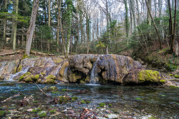 Waterfalls and Cascades of the Nera River (Cheile Nerei Beusnita) National Park, Romania. Hiking the gorge and exploring emerald pools. Romanian beauty and nature.