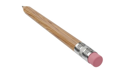 Wooden pencil with pink eraser isolated PNG on transparent background, writing and drawing tool for school and office use