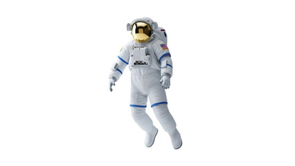 Astronaut in spacesuit floating isolated PNG, American flag on arm, space explorer for science and exploration concepts © Sofix